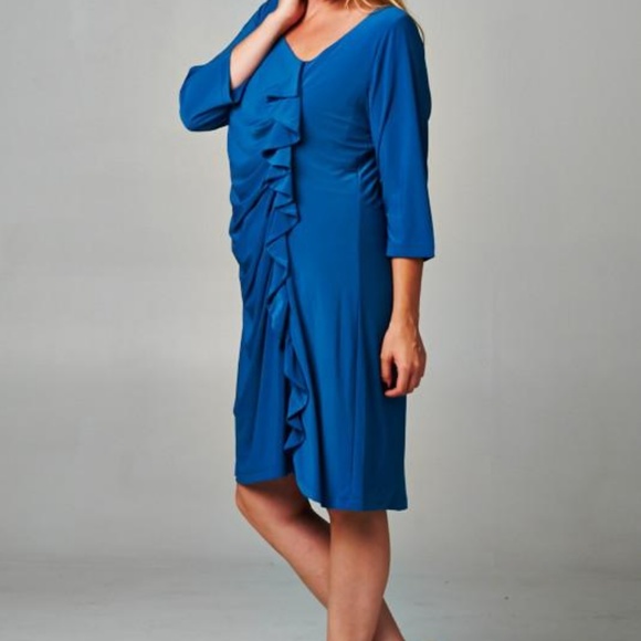 Christine V Plus Size Side Ruffle Dress - Picture 4 of 7